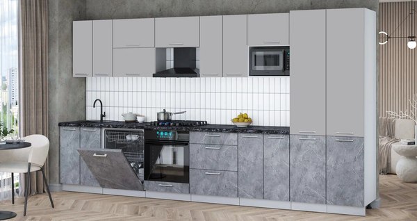 Кухонный гарнитур Интерлиния Мила Gloss 3.8-ПМ2