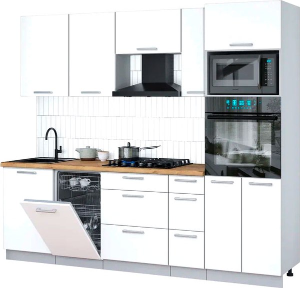 Кухонный гарнитур Интерлиния Мила Gloss 2.45-ПМ3 - фото