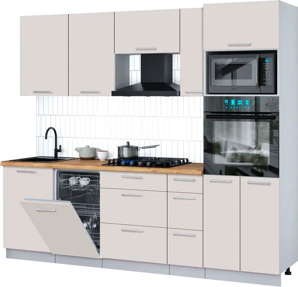 Кухонный гарнитур Интерлиния Мила Gloss 2.45-ПМ3 - фото
