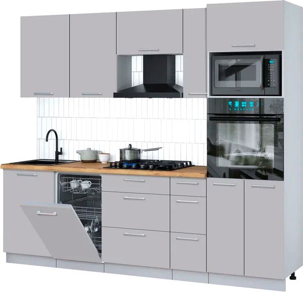 Кухонный гарнитур Интерлиния Мила Gloss 2.45-ПМ3 - фото