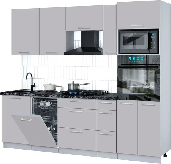 Кухонный гарнитур Интерлиния Мила Gloss 2.45-ПМ3 - фото