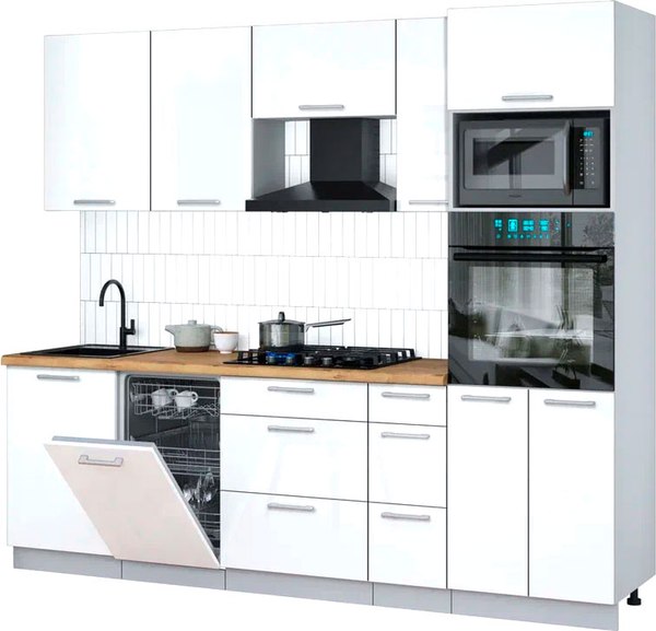 Кухонный гарнитур Интерлиния Мила Gloss 2.45-ПМ3 - фото