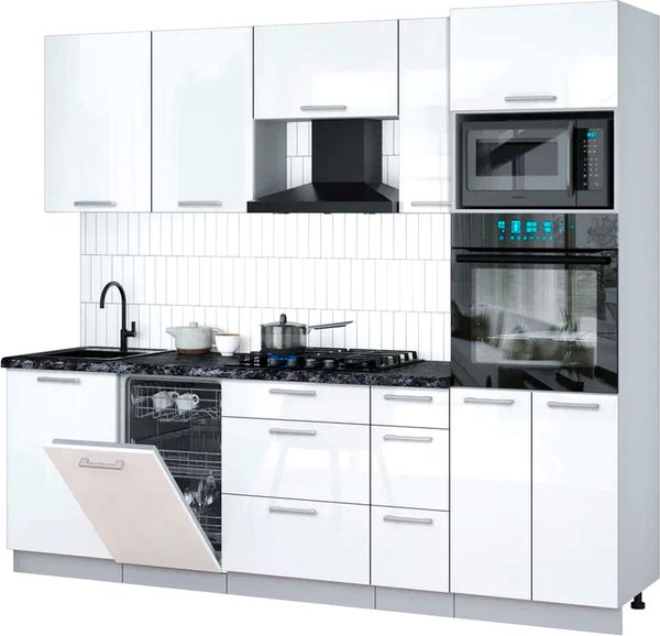 Кухонный гарнитур Интерлиния Мила Gloss 2.45-ПМ3 - фото