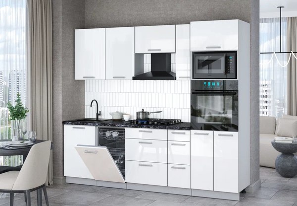 Кухонный гарнитур Интерлиния Мила Gloss 2.45-ПМ3