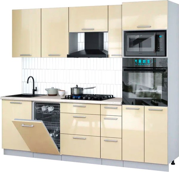 Кухонный гарнитур Интерлиния Мила Gloss 2.45-ПМ3 - фото