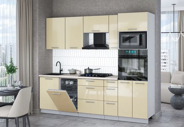 Кухонный гарнитур Интерлиния Мила Gloss 2.45-ПМ3