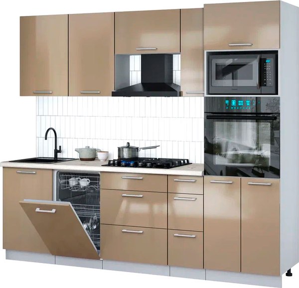 Кухонный гарнитур Интерлиния Мила Gloss 2.45-ПМ3 - фото