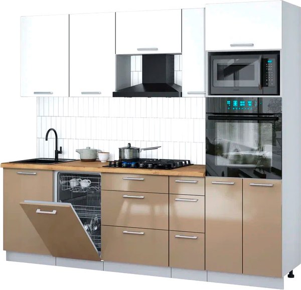 Кухонный гарнитур Интерлиния Мила Gloss 2.45-ПМ3 - фото