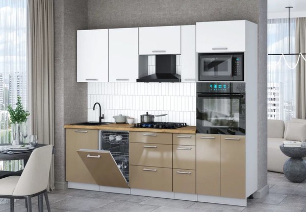 Кухонный гарнитур Интерлиния Мила Gloss 2.45-ПМ3