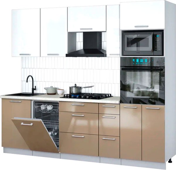 Кухонный гарнитур Интерлиния Мила Gloss 2.45-ПМ3 - фото