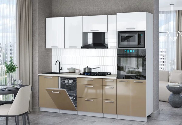 Кухонный гарнитур Интерлиния Мила Gloss 2.45-ПМ3