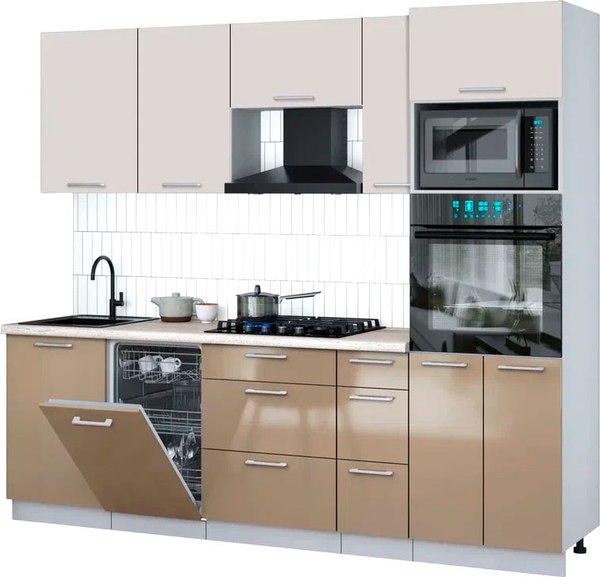 Кухонный гарнитур Интерлиния Мила Gloss 2.45-ПМ3 - фото