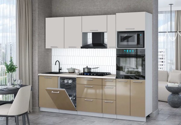 Кухонный гарнитур Интерлиния Мила Gloss 2.45-ПМ3