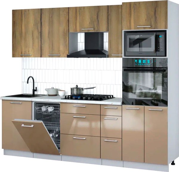 Кухонный гарнитур Интерлиния Мила Gloss 2.45-ПМ3 - фото