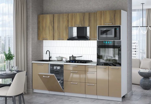 Кухонный гарнитур Интерлиния Мила Gloss 2.45-ПМ3