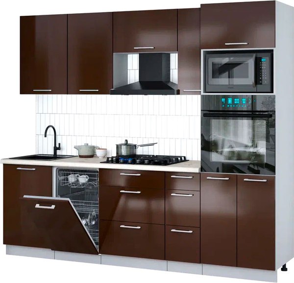 Кухонный гарнитур Интерлиния Мила Gloss 2.45-ПМ3 - фото