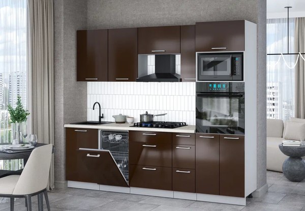 Кухонный гарнитур Интерлиния Мила Gloss 2.45-ПМ3