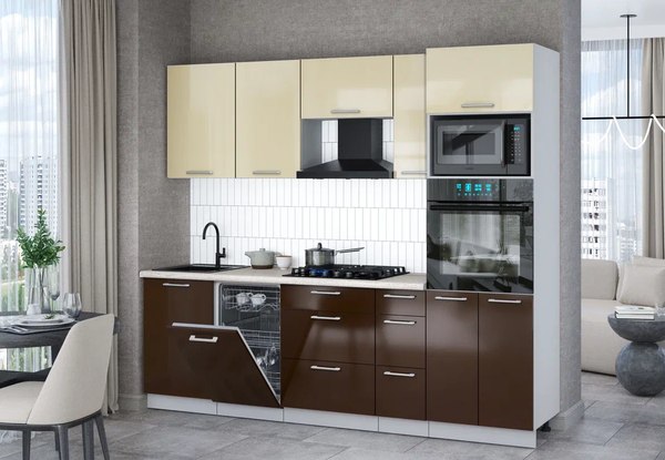 Кухонный гарнитур Интерлиния Мила Gloss 2.45-ПМ3