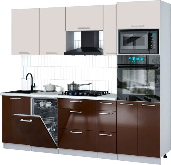 Кухонный гарнитур Интерлиния Мила Gloss 2.45-ПМ3 - фото