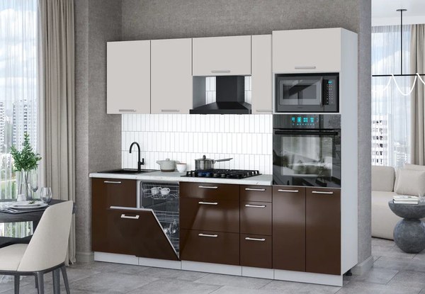 Кухонный гарнитур Интерлиния Мила Gloss 2.45-ПМ3