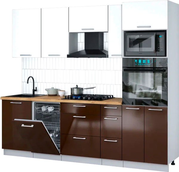 Кухонный гарнитур Интерлиния Мила Gloss 2.45-ПМ3 - фото