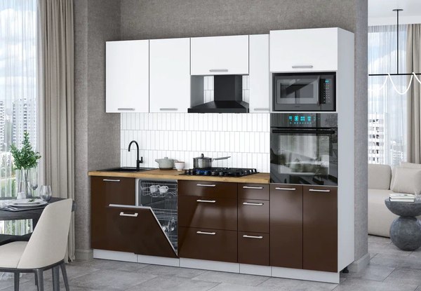 Кухонный гарнитур Интерлиния Мила Gloss 2.45-ПМ3