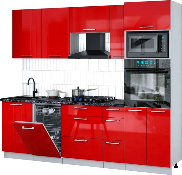 Кухонный гарнитур Интерлиния Мила Gloss 2.45-ПМ3 - фото