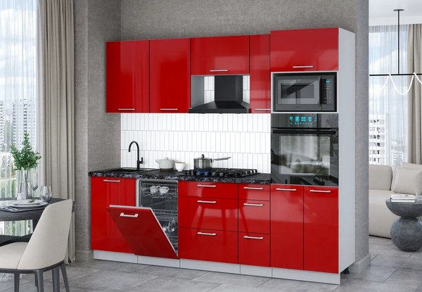 Кухонный гарнитур Интерлиния Мила Gloss 2.45-ПМ3