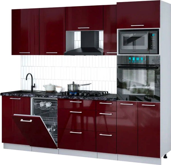 Кухонный гарнитур Интерлиния Мила Gloss 2.45-ПМ3 - фото