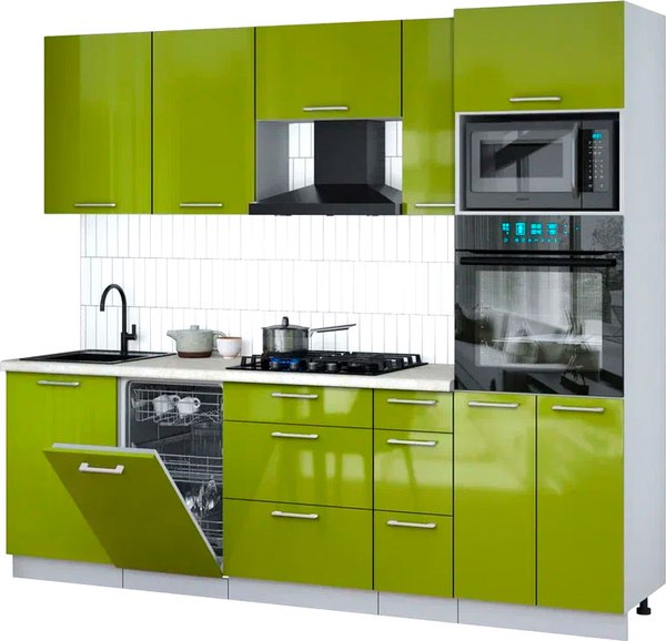 Кухонный гарнитур Интерлиния Мила Gloss 2.45-ПМ3 - фото