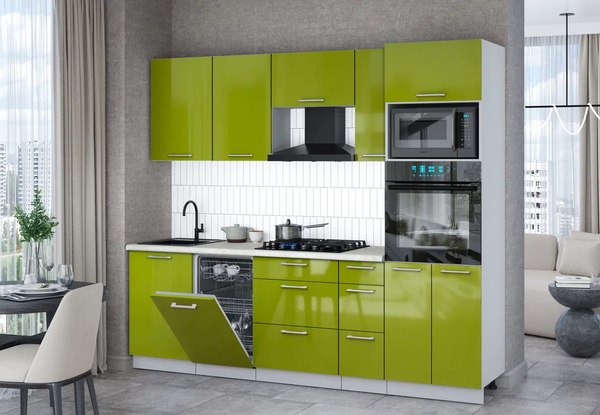 Кухонный гарнитур Интерлиния Мила Gloss 2.45-ПМ3