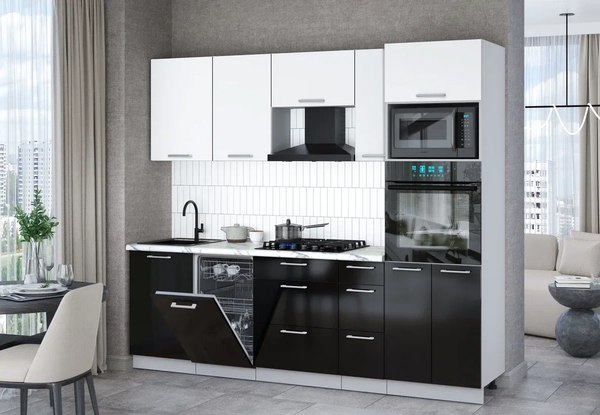 Кухонный гарнитур Интерлиния Мила Gloss 2.45-ПМ3