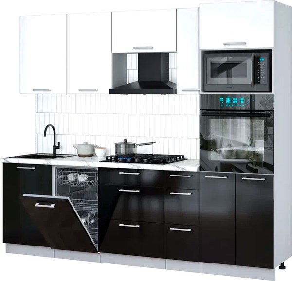 Кухонный гарнитур Интерлиния Мила Gloss 2.45-ПМ3 - фото