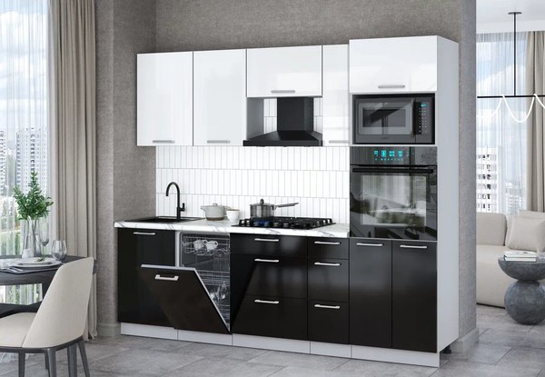 Кухонный гарнитур Интерлиния Мила Gloss 2.45-ПМ3