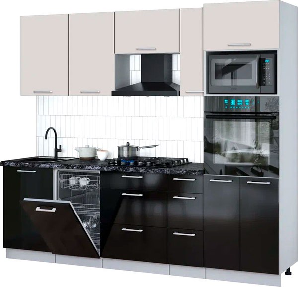 Кухонный гарнитур Интерлиния Мила Gloss 2.45-ПМ3 - фото