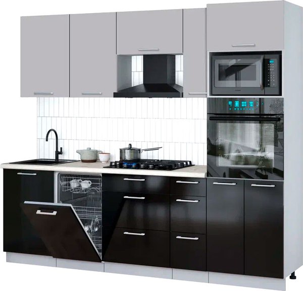 Кухонный гарнитур Интерлиния Мила Gloss 2.45-ПМ3 - фото