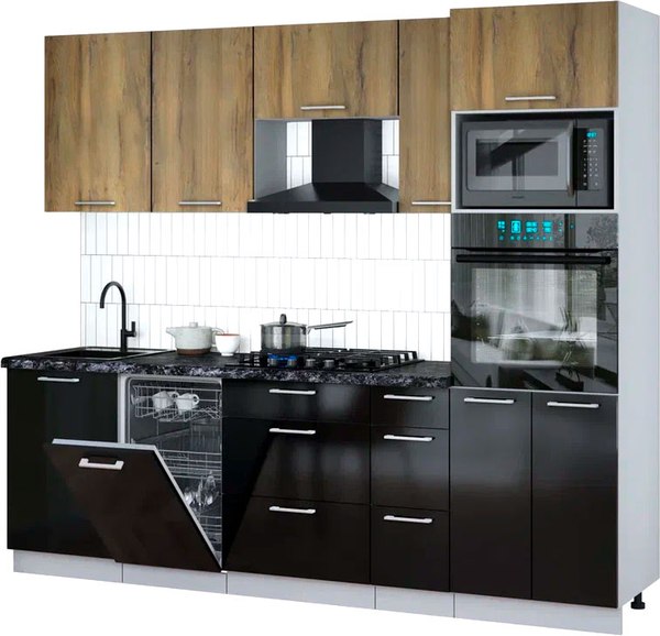 Кухонный гарнитур Интерлиния Мила Gloss 2.45-ПМ3 - фото