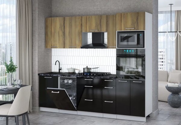 Кухонный гарнитур Интерлиния Мила Gloss 2.45-ПМ3