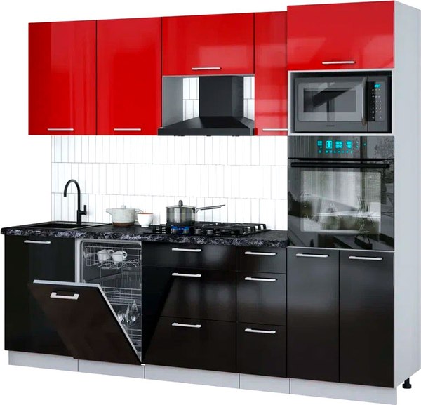 Кухонный гарнитур Интерлиния Мила Gloss 2.45-ПМ3 - фото