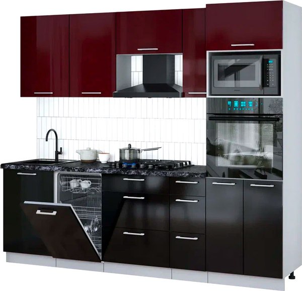 Кухонный гарнитур Интерлиния Мила Gloss 2.45-ПМ3 - фото