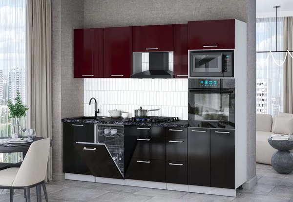 Кухонный гарнитур Интерлиния Мила Gloss 2.45-ПМ3