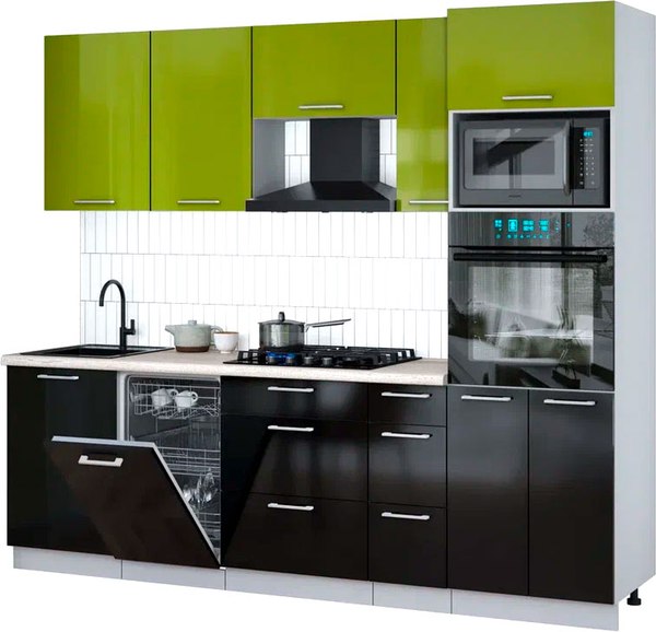 Кухонный гарнитур Интерлиния Мила Gloss 2.45-ПМ3 - фото