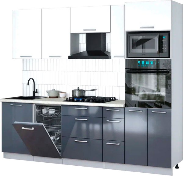 Кухонный гарнитур Интерлиния Мила Gloss 2.45-ПМ3 - фото