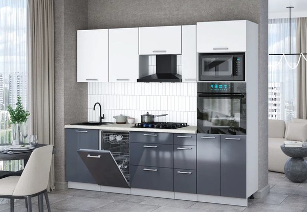 Кухонный гарнитур Интерлиния Мила Gloss 2.45-ПМ3