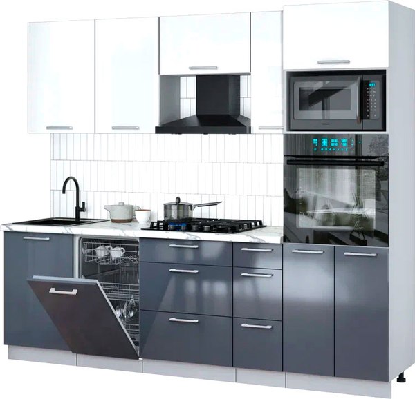 Кухонный гарнитур Интерлиния Мила Gloss 2.45-ПМ3 - фото