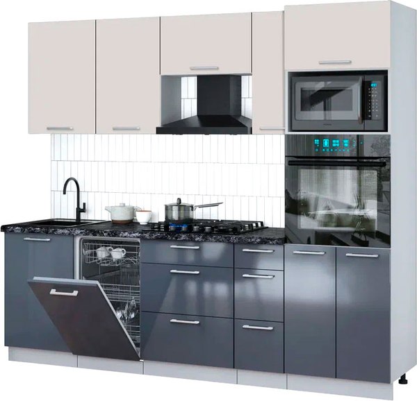 Кухонный гарнитур Интерлиния Мила Gloss 2.45-ПМ3 - фото