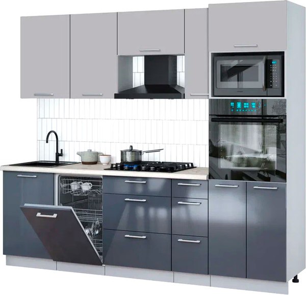 Кухонный гарнитур Интерлиния Мила Gloss 2.45-ПМ3 - фото