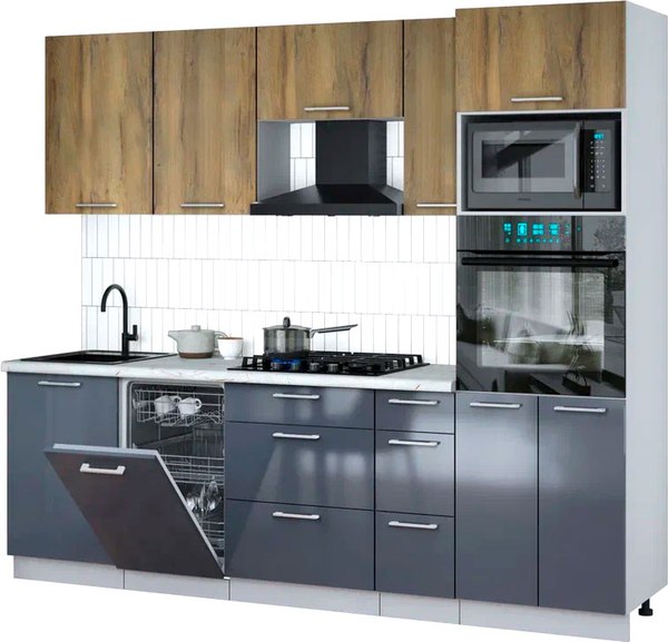 Кухонный гарнитур Интерлиния Мила Gloss 2.45-ПМ3 - фото