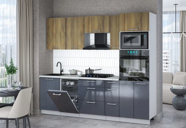 Кухонный гарнитур Интерлиния Мила Gloss 2.45-ПМ3