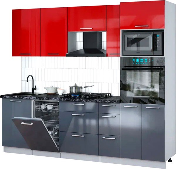 Кухонный гарнитур Интерлиния Мила Gloss 2.45-ПМ3 - фото